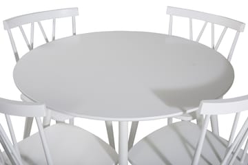 Spisegruppe Pinilla 100 cm Rund inkl. 4 Steinar Stoler - Hvit - Møbler - Bord - Spisegruppe