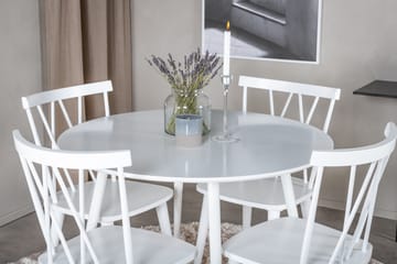 Spisegruppe Pinilla 100 cm Rund inkl. 4 Steinar Stoler - Hvit - Møbler - Bord - Spisegruppe