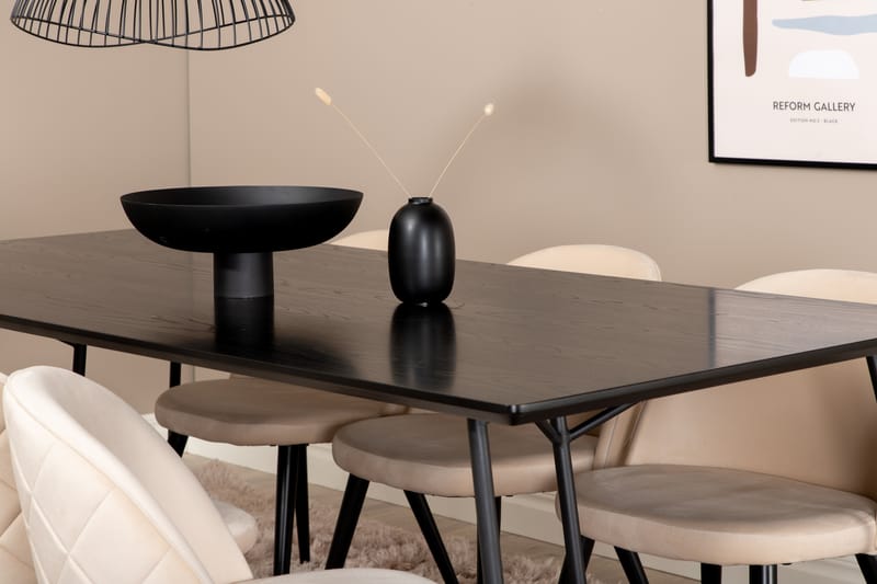 Spisegruppe Pipaon 190 cm inkl. 6 Vomeli Stoler - Svart - Møbler - Bord - Spisegruppe