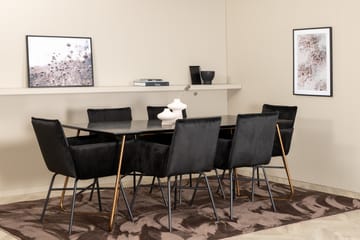 Spisegruppe Pipaon 190 cm inkl. 6 Pipaon Stoler - Svart/Kobber - Møbler - Bord - Spisegruppe
