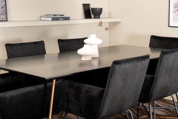 Spisegruppe Pipaon 190 cm inkl. 6 Pipaon Stoler - Svart/Kobber - Møbler - Bord - Spisegruppe