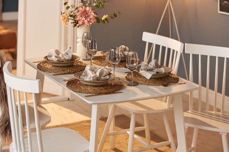 Spisegruppe Piatra 120 cm med 4 Taplow Spisestoler - Hvit - Møbler - Bord - Spisegruppe