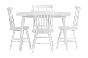 Spisegruppe Piatra 120 cm med 4 Taplow Spisestoler - Hvit - Møbler - Bord - Spisegruppe