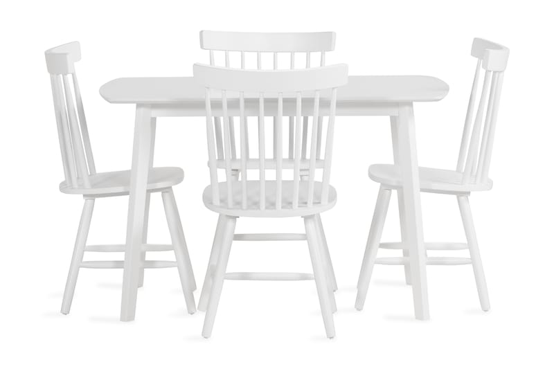 Spisegruppe Piatra 120 cm med 4 Taplow Spisestoler - Hvit - Møbler - Bord - Spisegruppe