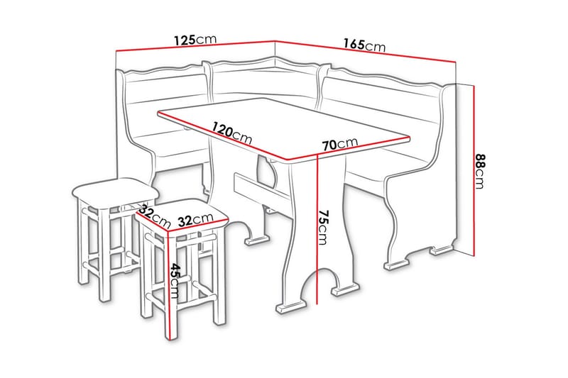 Thars Kjøkkenmøbelsett - Brun - Møbler - Bord - Spisegruppe