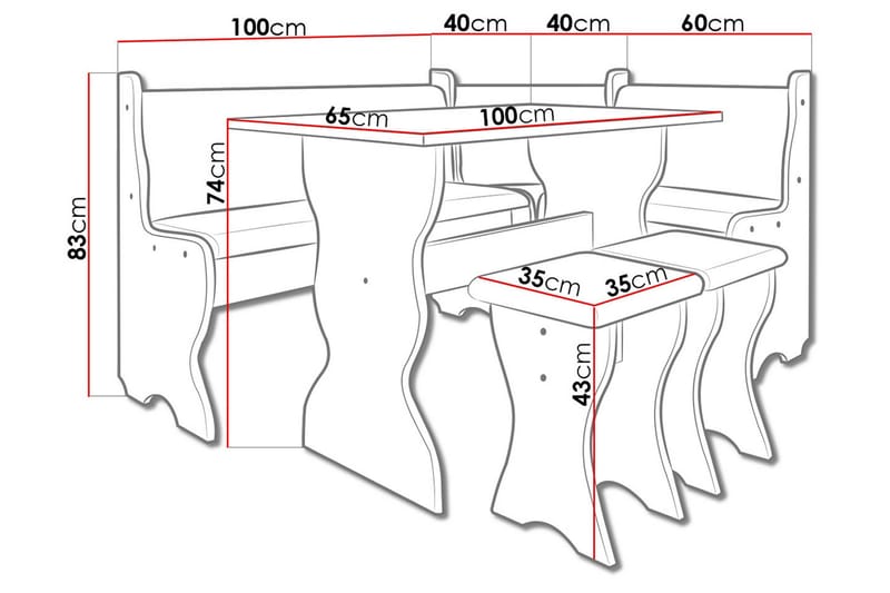 Thomas Kjøkkenmøbelsett - Beige / Hvit - Møbler - Bord - Spisegruppe