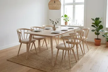 Tyrö spisegruppe 190 cm Whitewash med 6 stk. Tyrö karmstoler med pute - Whitewash - Møbler - Bord - Spisegruppe