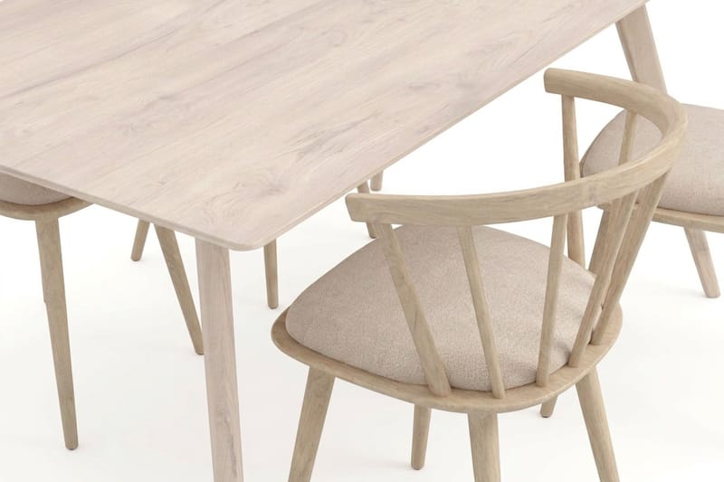 Tyrö spisegruppe 190 cm Whitewash med 6 stk. Tyrö karmstoler med pute - Whitewash - Møbler - Bord - Spisegruppe