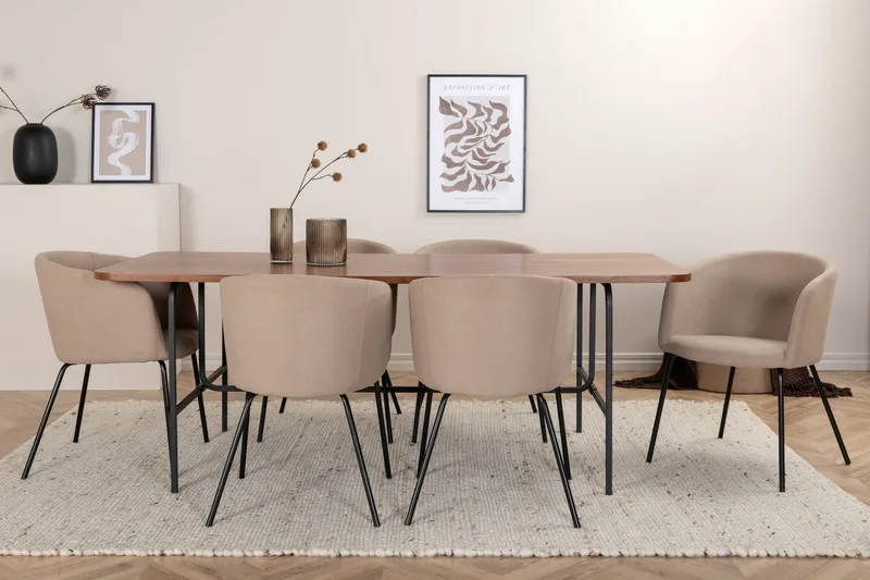 Uno Spisebord med 6 Berit Spisestoler