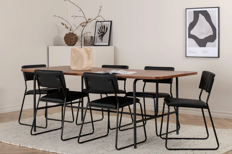 Uno spisebord med 6 Kenth Spisestol - Møbler - Bord - Spisegruppe