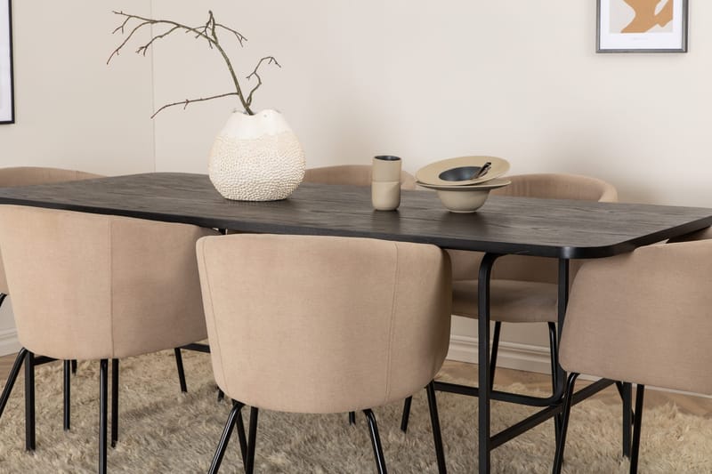 Uno Spisebord med 6 stk Berit Spisestol - Møbler - Bord - Spisegruppe