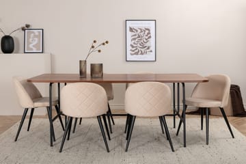 Uno Spisebord med 6stk Velvet Spisestol - Møbler - Bord - Spisegruppe