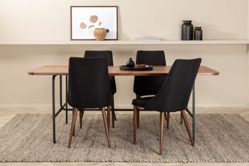 Unos Spisegruppe 200 cm inkl. 4 Campomar Stoler - Valnøttbrun/Svart - Møbler - Bord - Spisegruppe