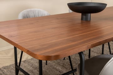 Unos Spisegruppe 200 cm inkl. 4 Foyos Stoler - Valnøttbrun/Svart/Grå - Møbler - Bord - Spisegruppe