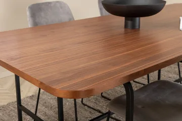 Unos Spisegruppe 200 cm inkl. 4 Jadraque Stoler - Valnøttbrun/Svart/Grå - Møbler - Bord - Spisegruppe