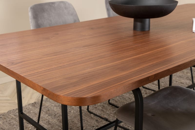 Unos Spisegruppe 200 cm inkl. 4 Jadraque Stoler - Valnøttbrun/Svart/Grå - Møbler - Bord - Spisegruppe