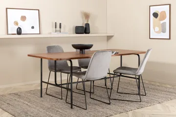 Unos Spisegruppe 200 cm inkl. 4 Jadraque Stoler - Valnøttbrun/Svart/Grå - Møbler - Bord - Spisegruppe