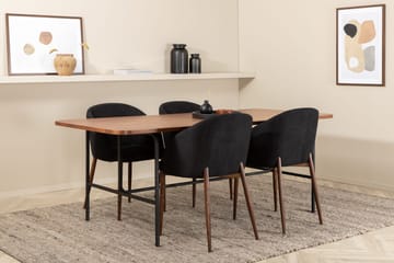 Unos Spisegruppe 200 cm inkl. 4 Kullersbro Stoler - Valnøttbrun/Svart/Brun - Møbler - Bord - Spisegruppe