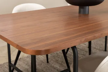 Unos Spisegruppe 200 cm inkl. 4 Valera Cordfløyelstoler - Valnøttbrun/Svart/Beige - Møbler - Bord - Spisegruppe