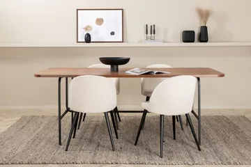 Unos Spisegruppe 200 cm inkl. 4 Valera Cordfløyelstoler - Valnøttbrun/Svart/Beige - Møbler - Bord - Spisegruppe
