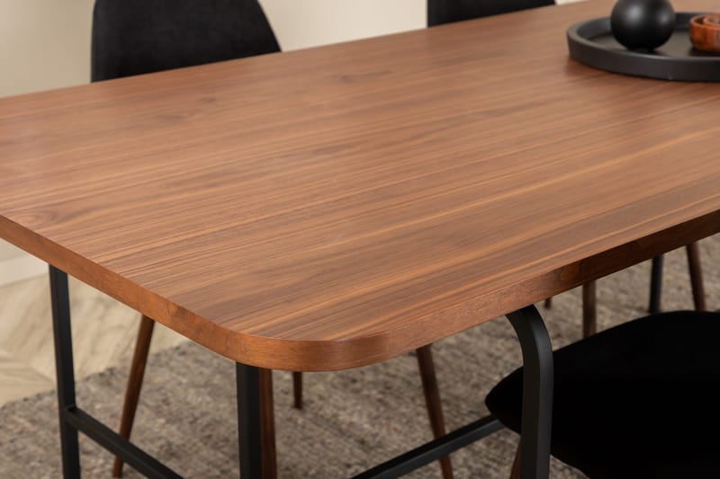 Unos Spisegruppe 200 cm inkl. 4 Pontus Stoler - Valnøttbrun/Svart - Møbler - Bord - Spisegruppe