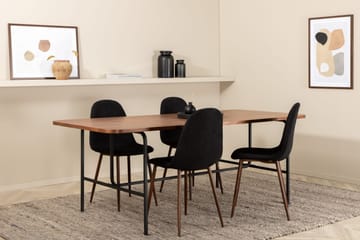 Unos Spisegruppe 200 cm inkl. 4 Pontus Stoler - Valnøttbrun/Svart - Møbler - Bord - Spisegruppe