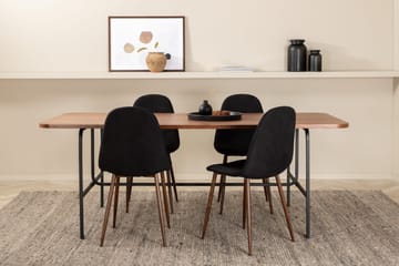 Unos Spisegruppe 200 cm inkl. 4 Pontus Stoler - Valnøttbrun/Svart - Møbler - Bord - Spisegruppe