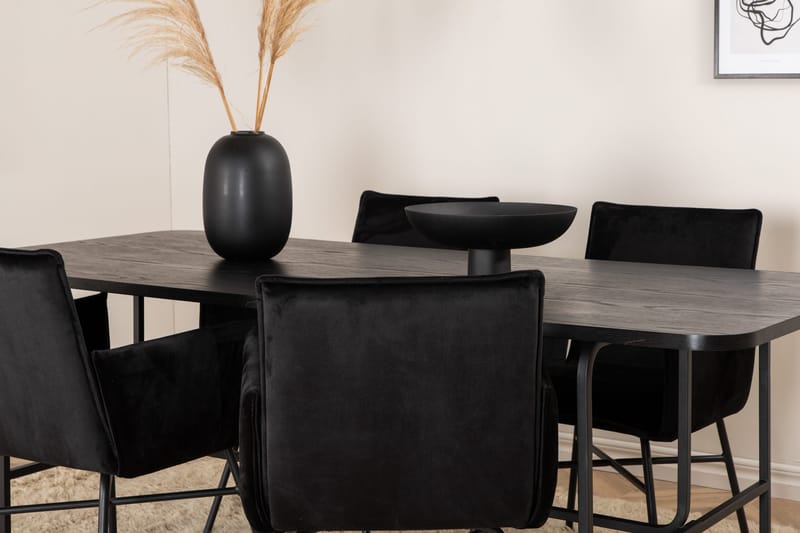Unos Spisegruppe 200 cm inkl. 4 Pipi Stoler - Svart - Møbler - Bord - Spisegruppe