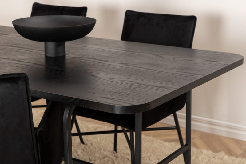 Unos Spisegruppe 200 cm inkl. 4 Pipi Stoler - Svart - Møbler - Bord - Spisegruppe