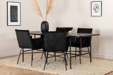 Unos Spisegruppe 200 cm inkl. 4 Pipi Stoler - Svart - Møbler - Bord - Spisegruppe