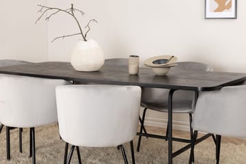 Unos Spisegruppe 200 cm inkl. 6 Berita Fløyelsstoler - Svart/Grå - Møbler - Bord - Spisegruppe