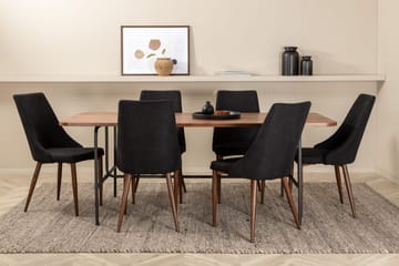 Unos Spisegruppe 200 cm inkl. 6 Campomar Stoler - Valnøttbrun/Svart - Møbler - Bord - Spisegruppe