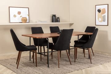 Unos Spisegruppe 200 cm inkl. 6 Campomar Stoler - Valnøttbrun/Svart - Møbler - Bord - Spisegruppe