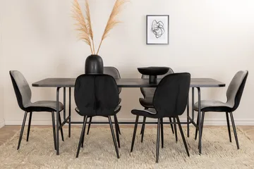 Unos Spisegruppe 200 cm inkl. 6 Emsa Stoler - Svart/Lysegrå - Møbler - Bord - Spisegruppe