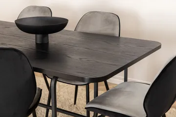 Unos Spisegruppe 200 cm inkl. 6 Emsa Stoler - Svart/Lysegrå - Møbler - Bord - Spisegruppe