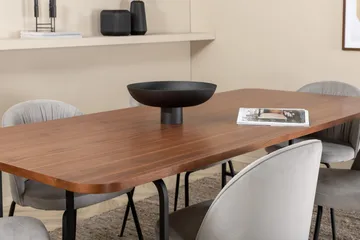 Unos Spisegruppe 200 cm inkl. 6 Foyos Stoler - Valnøttbrun/Svart/Grå - Møbler - Bord - Spisegruppe