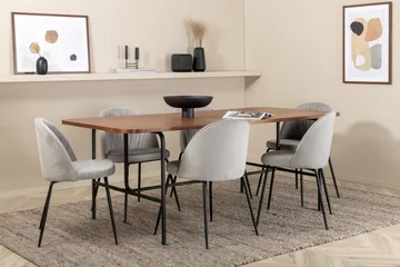 Unos Spisegruppe 200 cm inkl. 6 Foyos Stoler - Valnøttbrun/Svart/Grå - Møbler - Bord - Spisegruppe