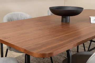 Unos Spisegruppe 200 cm inkl. 6 Foyos Stoler - Valnøttbrun/Svart/Grå - Møbler - Bord - Spisegruppe