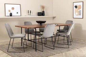 Unos Spisegruppe 200 cm inkl. 6 Jadraque Stoler - Valnøttbrun/Svart/Grå - Møbler - Bord - Spisegruppe