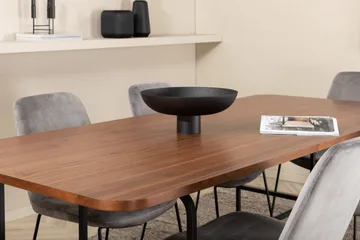 Unos Spisegruppe 200 cm inkl. 6 Jadraque Stoler - Valnøttbrun/Svart/Grå - Møbler - Bord - Spisegruppe
