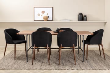 Unos Spisegruppe 200 cm inkl. 6 Kullersbro Stoler - Valnøttbrun/Svart/Brun - Møbler - Bord - Spisegruppe