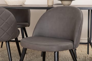 Unos Spisegruppe 200 cm inkl. 6 Velvets Stoler - Svart/Grå - Møbler - Bord - Spisegruppe