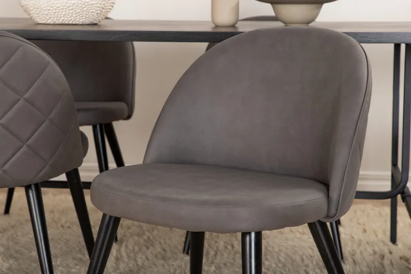 Unos Spisegruppe 200 cm inkl. 6 Velvets Stoler - Svart/Grå - Møbler - Bord - Spisegruppe