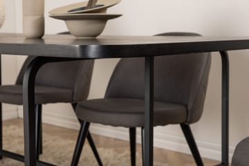 Unos Spisegruppe 200 cm inkl. 6 Velvets Stoler - Svart/Grå - Møbler - Bord - Spisegruppe
