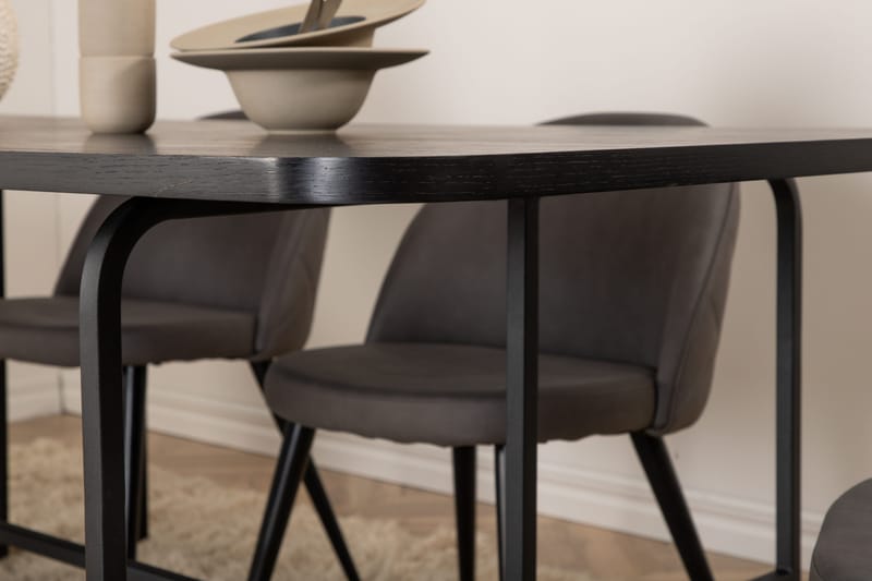 Unos Spisegruppe 200 cm inkl. 6 Velvets Stoler - Svart/Grå - Møbler - Bord - Spisegruppe