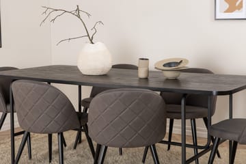 Unos Spisegruppe 200 cm inkl. 6 Velvets Stoler - Svart/Grå - Møbler - Bord - Spisegruppe