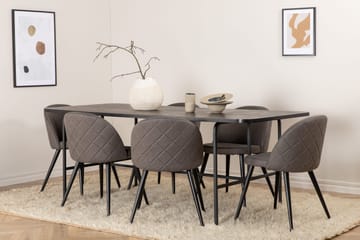 Unos Spisegruppe 200 cm inkl. 6 Velvets Stoler - Svart/Grå - Møbler - Bord - Spisegruppe