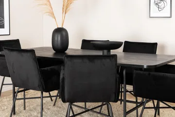 Unos Spisegruppe 200 cm inkl. 6 Pippi Stoler - Svart - Møbler - Bord - Spisegruppe