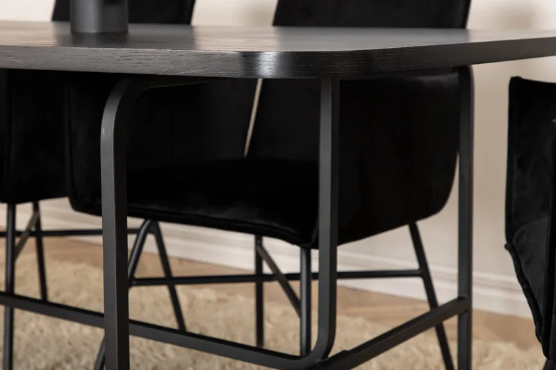 Unos Spisegruppe 200 cm inkl. 6 Pippi Stoler - Svart - Møbler - Bord - Spisegruppe