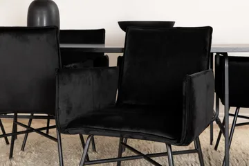 Unos Spisegruppe 200 cm inkl. 6 Pippi Stoler - Svart - Møbler - Bord - Spisegruppe